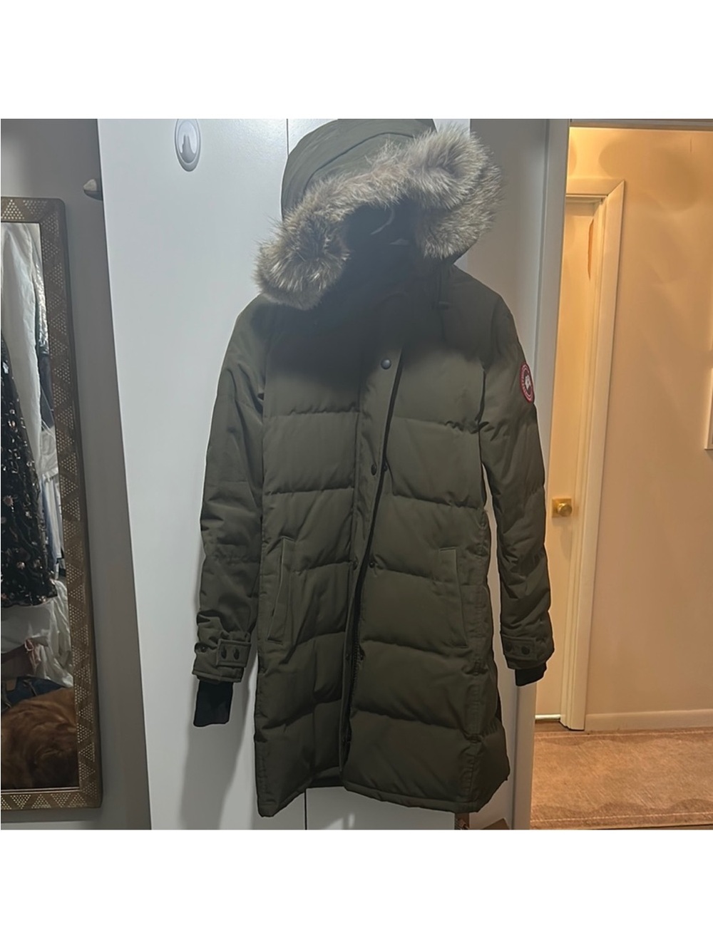 Canada Goose shelburne Green Puffer Coat with Fur Hood